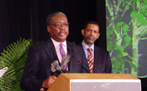 Photo of Dr. Rivers makes remarks after receiving the award.