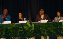 Photo of Ms. Audrey Rowe, Dr. Melissa Vargas, Dr. Thaddeus J. Bell, Dr. Veda Giri