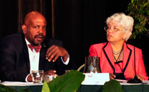 Photo of Dr. Cato Laurencin and Dr. Virginia Davis Floyd