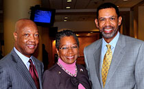 Photo of Dr. John Ruffin, Congresswoman Donna Christensen, and Mr. Michael Rashid